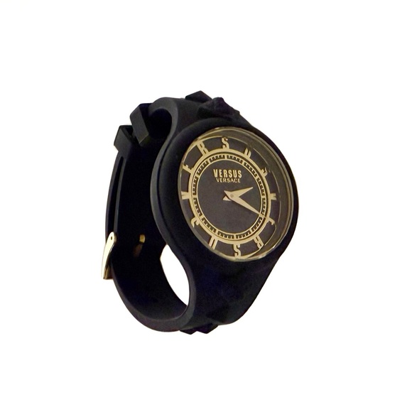 VERSACE Versus Versace Black Gold Lion-head Crystal Watch NWT - Picture 5 of 13